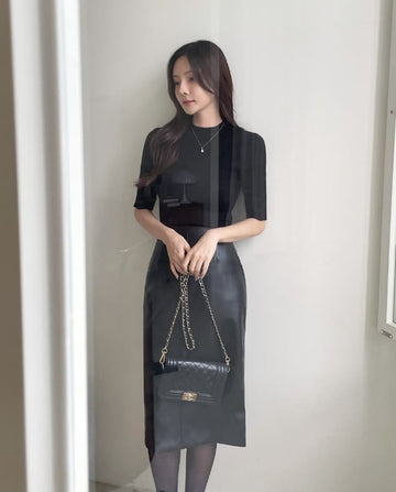 Roel Leather H-Line Skirt